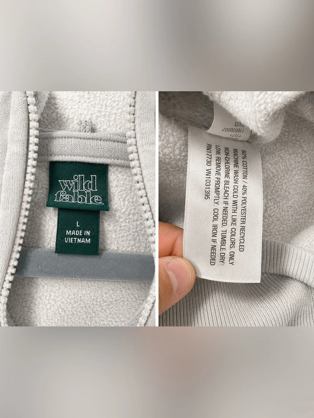 Wild Fable Cropped Zip-Up Hoodie Gray Size Large - Picture 5 of 6
